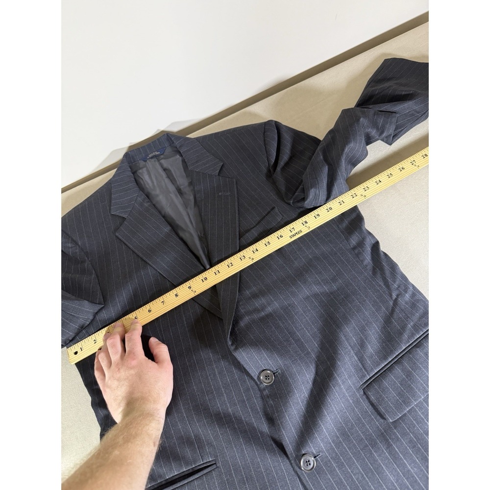 Brooks Brothers Suit Size 42L 36" Waist Black Pleated Pants Pinstripe 2 Piece - Picture 6 of 16